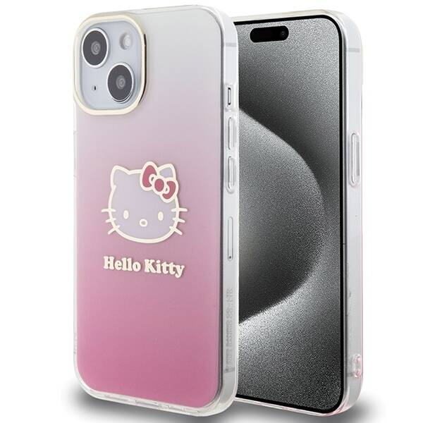 Zadní Kryt Hello Kitty pro Apple iPhone 15 Hello Kitty růžová Hello Kitty (HKHCP15SHDGKEP)